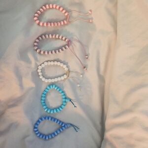 Gemstone beaded bracelet set of 5